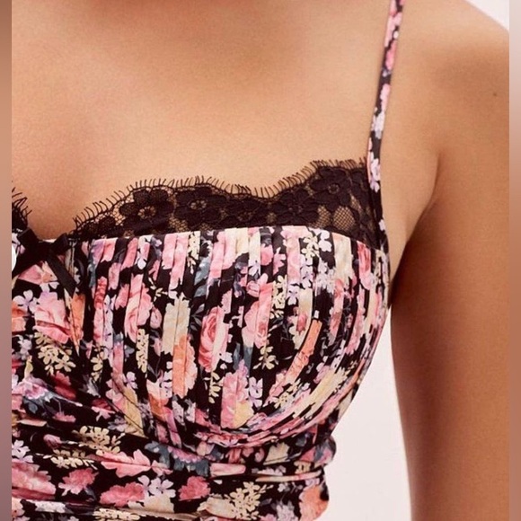 For Love & Lemons Black Gardenia Floral Bustier Corset Mini Dress size M - Picture 4 of 8